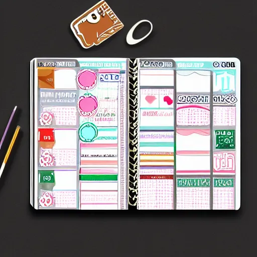 Prompt: stock stickers for planner, highly detailed, illustration, digital art,