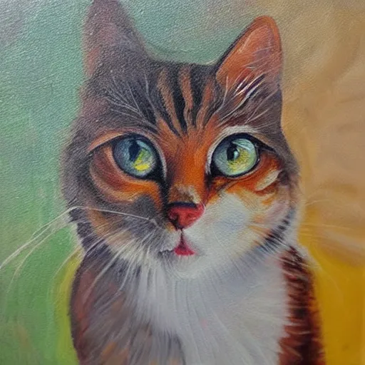 Prompt: Turuncu arka plan üstünde iki kedi pinpon oynuyorlar, oil painting