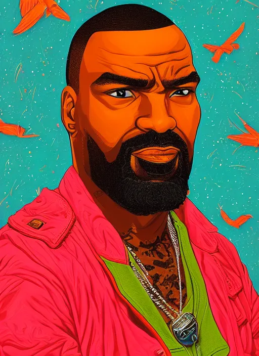 Image similar to portrait of Mister T by Casey Weldon , 8k neon,