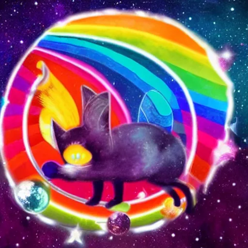 Prompt: the universe is made of catgirls and rainbows