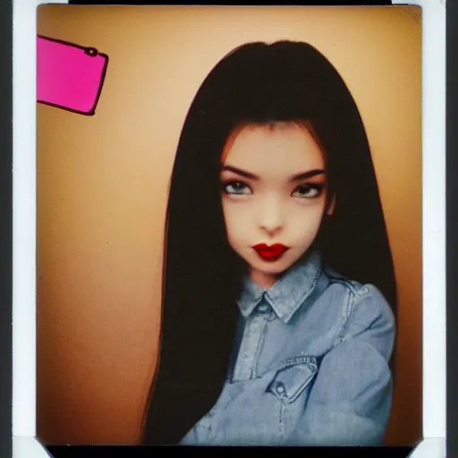 Prompt: polaroid of a clothed anime girl indian full lips dark hair brown skin jeans