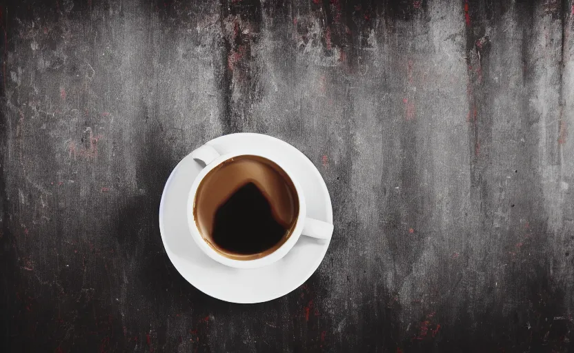 Image similar to a beautiful photo of coffe cup painted on the metal curtain of a cafeteria