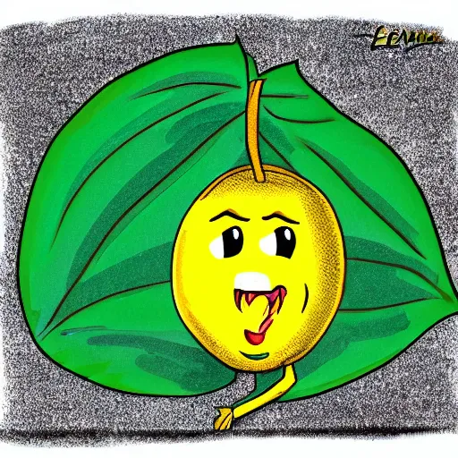 Prompt: a screaming lemon with a green leaf on top, cartoon