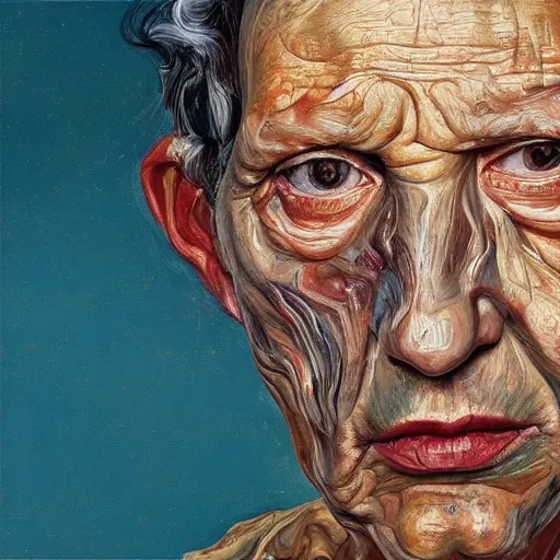 Image similar to high quality high detail painting by lucian freud and jenny saville, hd, holy person, turquoise