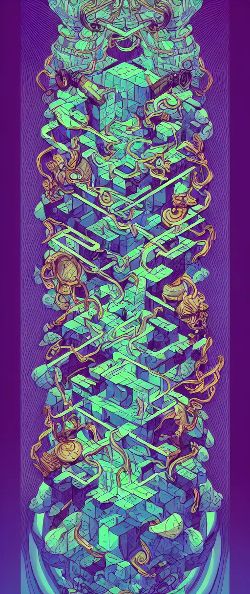 Image similar to arcane twisted turn of fate abstraction, centered award winning ink pen illustration, isometric abstract illustration by dan mumford, edited by craola, technical drawing by beeple and tooth wu, tiny details by artgerm and watercolor girl, symmetrically isometrically centered