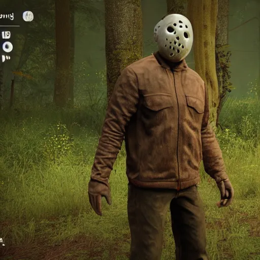 Prompt: Jason Voorhees in the woods unreal engine 5 4K detail