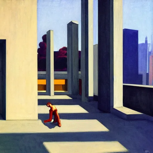 Image similar to surreal concrete maze by edward hopper