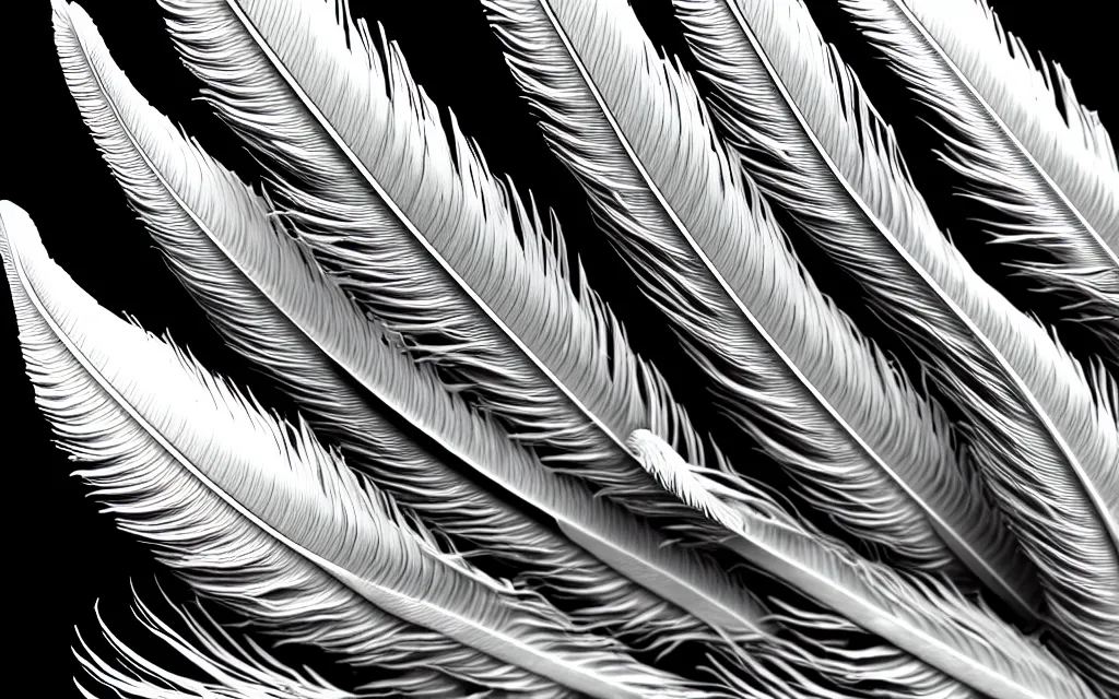 Image similar to close up of feathers, high contrast cinematic lighting, ambient occlusion render, duotone, detailed