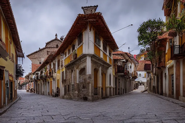 Prompt: Cinematography of navalguijo street in Avila by Emmanuek Lubensky