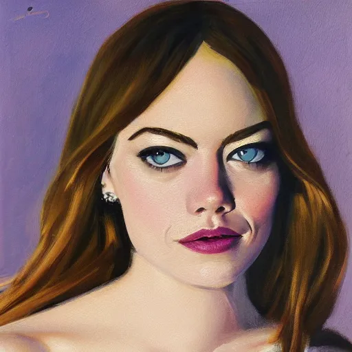 Prompt: emma stone, oil painting, renascentist