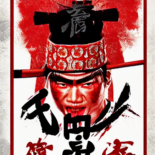 Image similar to samurai revenge film poster with red and black color scheme