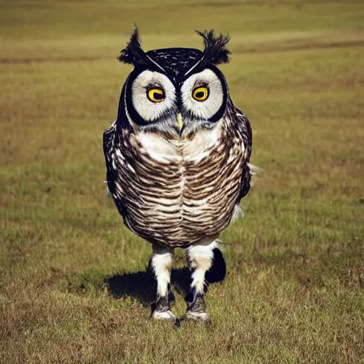 Prompt: “photograph of a mix between a cow and an owl, a cow owl”