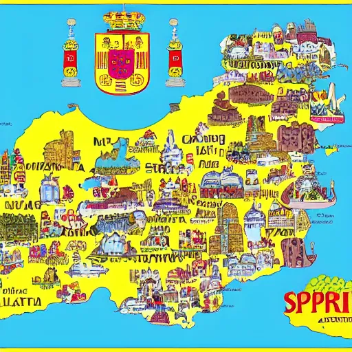 Prompt: Spain map Simpsons style