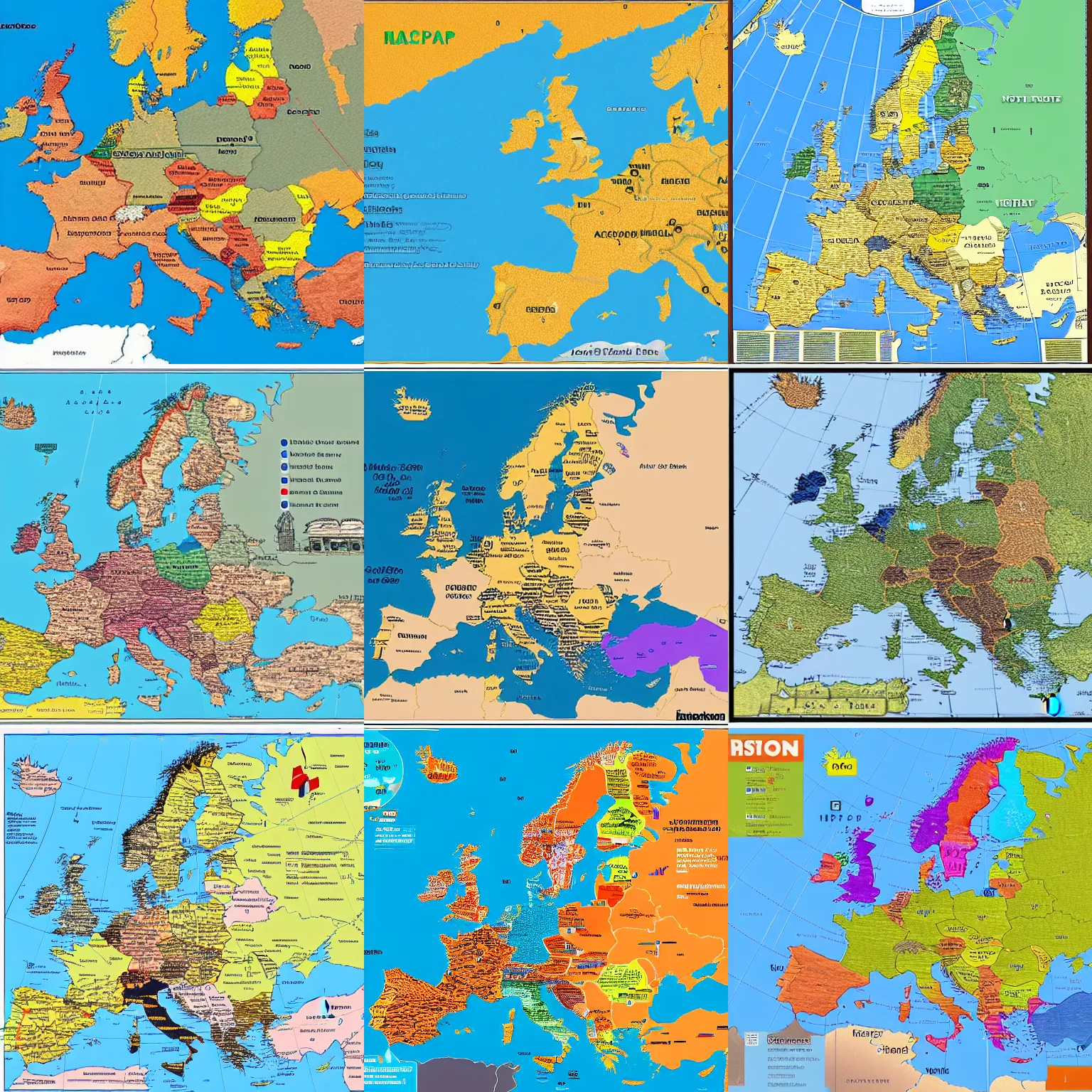 Prompt: detailed map of attractions in europe