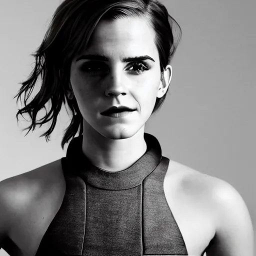 Prompt: photoshoot of Emma Watson cyborg