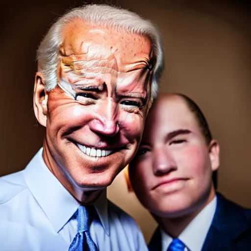 Image similar to A photo of joe biden teams up with a teenage joe biden, perfect faces, 50 mm, award winning photography