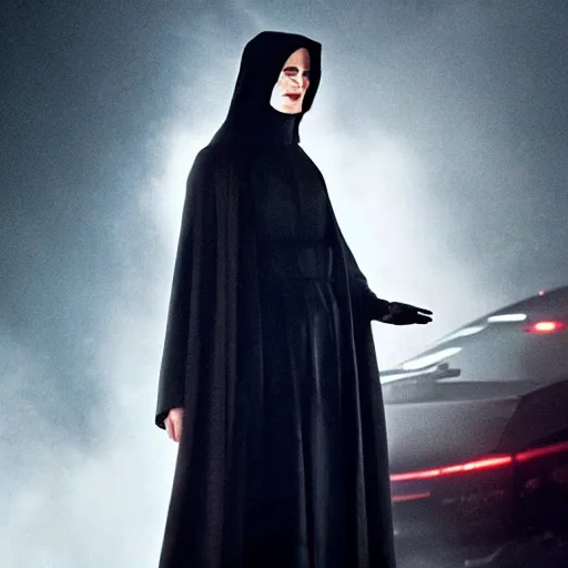 Prompt: movie still of anne hathaway as emperor palpatine