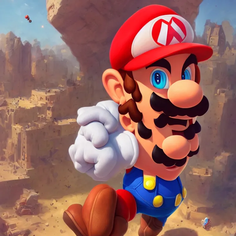 Image similar to a portrait of super mario, by mandy jurgens and bayard wu and greg rutkowski, masterpiece, sharp focus, cinematic lightning, unreal engine, octane render