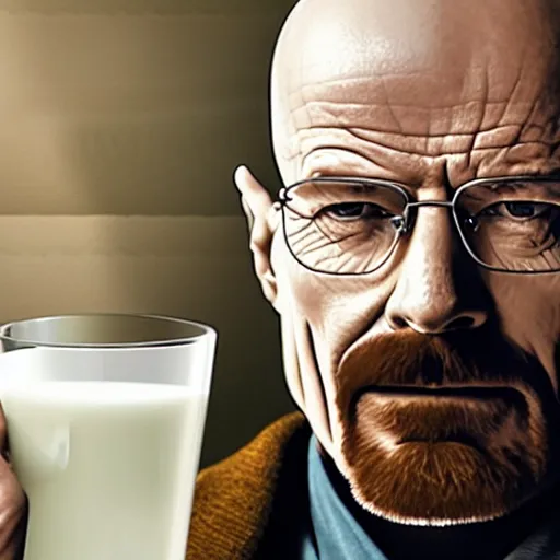 Image similar to walter white drinking milk