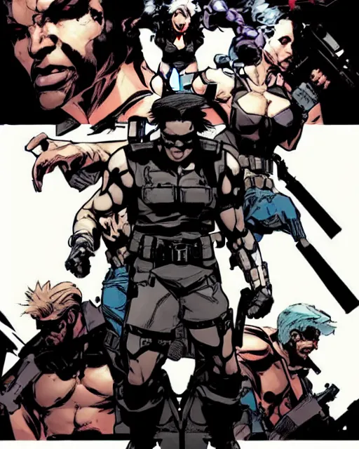 Image similar to style of yoji shinkawa, rafael albuquerque : : gorgeous domino marvel comics x - force : : magic lighting, low spacial lighting : :