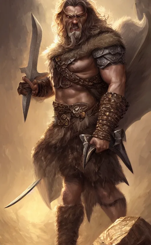 Image similar to a d & d portrait of a grey skinned barbarian, cyclops, giant double edged axe, 8 k, hyperrealistic, dragon slayer, hyperdetailed, fantasy portrait by laura sava