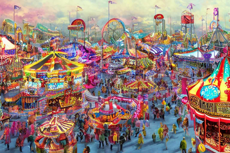 Prompt: a giant carnival. photorealism.