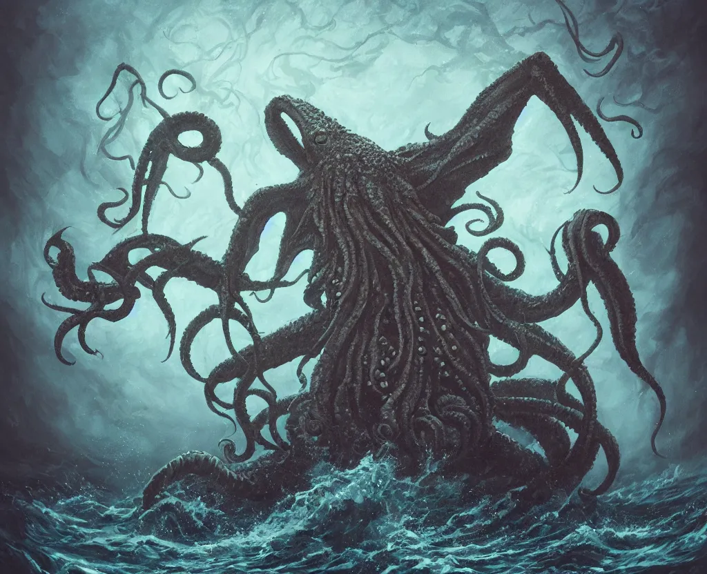 Image similar to cthulhu rises from the sea by ivan aiwasowski