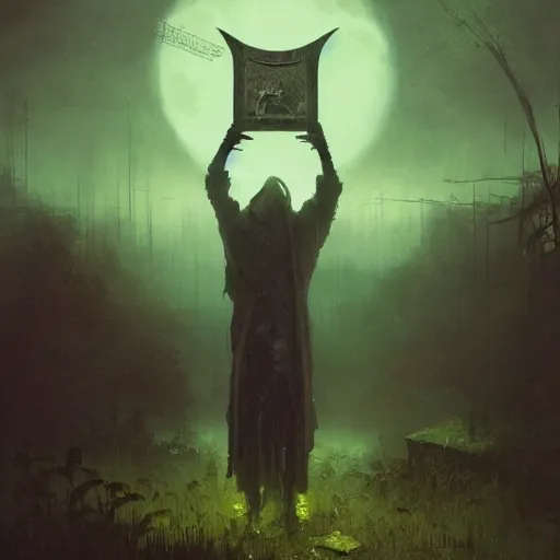 Image similar to Portrait posed Radioactive Grim Reaper . cgi unreal engine render art Character model design, Godmachine, Beeple, Nekro, takato yamamoto, grimshaw, thomas cole, ismail inceoglu, winslow homer greg rutkowski, gerald brom, marc simonetti, simon stalenhag anton fadeev