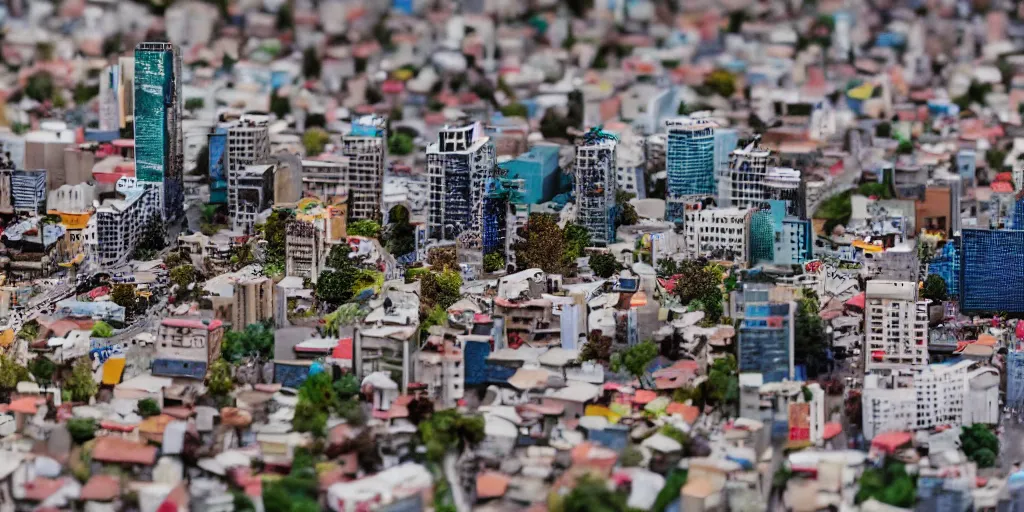 Prompt: a miniature diorama of santiago de chile, macro photography