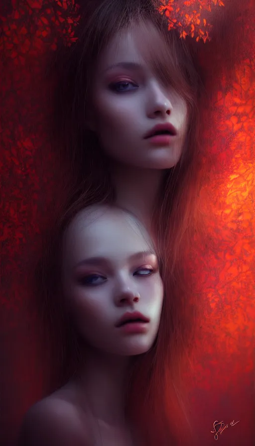 Image similar to inside a soul of a gorgeous young girl , searching for eternity, dark forest in the style of stefan kostic, realistic, sharp focus, 8k high definition, high fashion, vogue, insanely detailed, soft light, colorful smoke, intricate, elegant, art by stanley lau and artgerm, sigma 85mm art