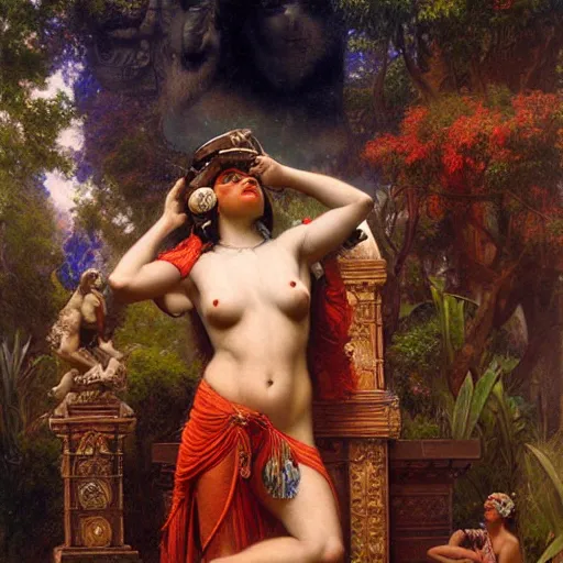 Image similar to shiva with high tec vr headset, painting by gaston bussiere, craig mullins, j. c. leyendecker, lights, art by ernst haeckel, john william godward, hammershøi,