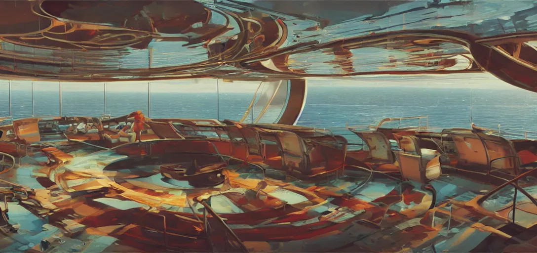 Image similar to an abandoned cruise ship in the River Thames, syd mead style, futurism, cinematic shot, hyper realistic, hyper detailed