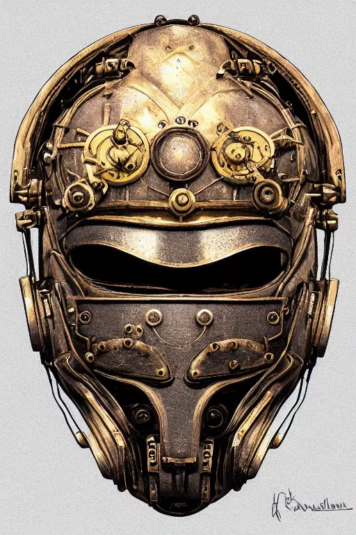 Image similar to steampunk helmet fantasy art mask robot ninja stylized digital illustration sharp focus, elegant intricate digital painting artstation concept art global illumination ray tracing advanced technology chaykin howard and campionpascale and cooke darwyn and davis jack