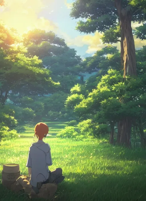 Image similar to anime beautiful farm by makoto shinkai