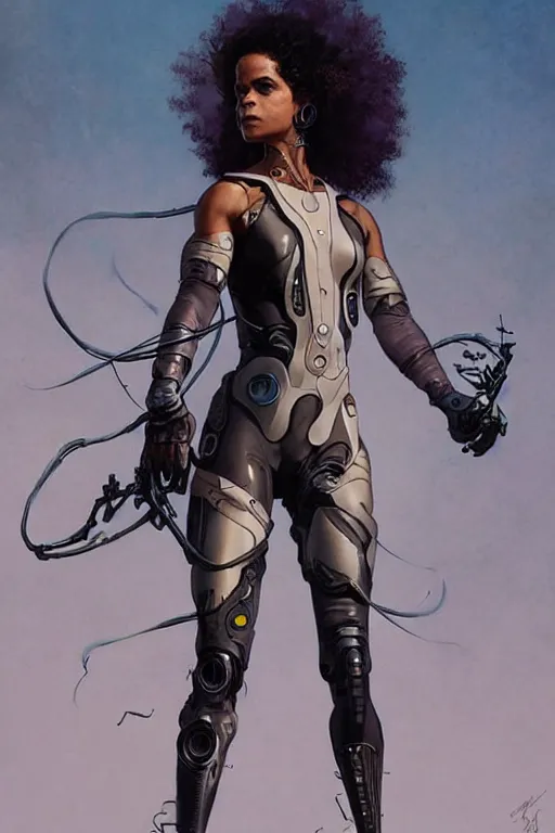 Image similar to cyborg zazie beetz as aeon flux profile picture by Greg Rutkowski, dynamic pose, intricate, futuristic, fantasy, elegant, by Stanley Artgerm Lau, greg rutkowski, thomas kindkade, alphonse mucha, loish, norman Rockwell,