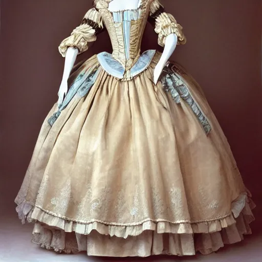 Image similar to Marie Antoinette wearing a beautiful rococo style dress, photo realistic