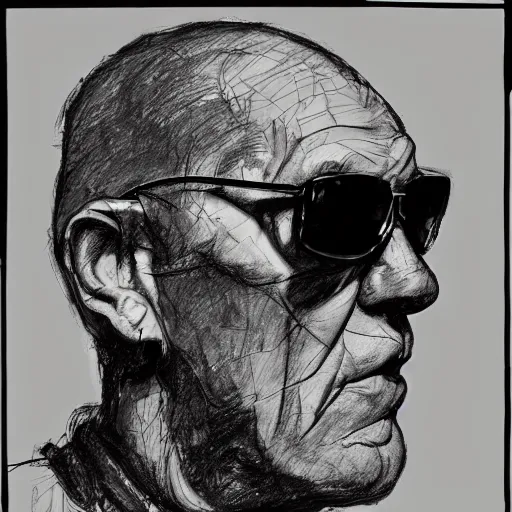 Image similar to a realistic yet scraggly portrait sketch of the side profile of a stern and sophisticated hunter s. thompson, trending on artstation, intricate details, in the style of frank auerbach, in the style of sergio aragones, in the style of martin ansin, in the style of david aja, in the style of mattias adolfsson