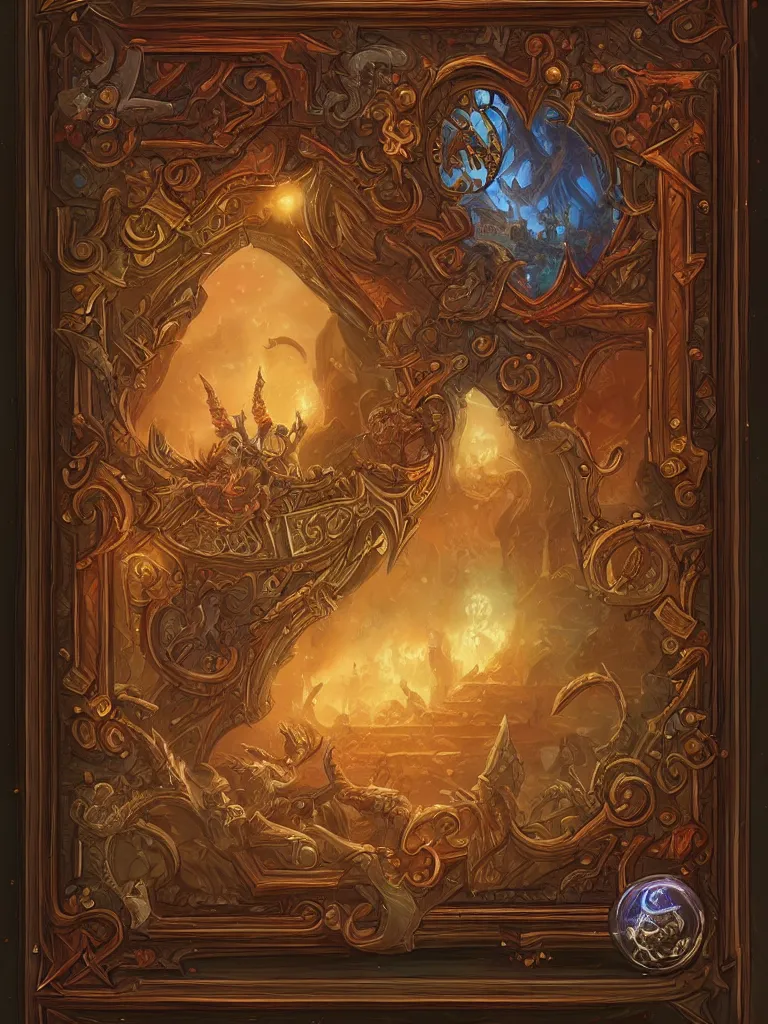 Image similar to book decorative border frame, d & d, fantasy, intricate, elegant, highly detailed, digital painting, artstation, illustration, hearthstone