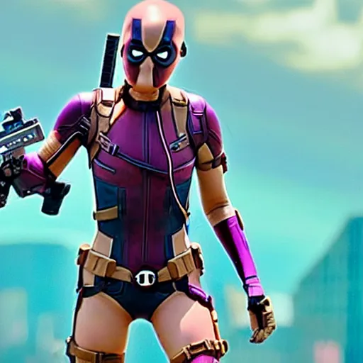 Image similar to A still of Shailene Woodley as Gwenpool in Deadpool 3 (2023)