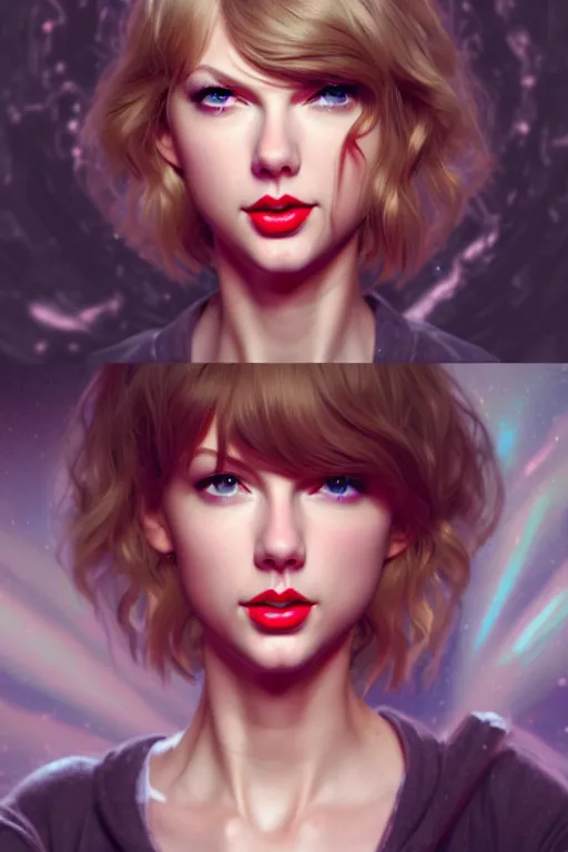 Image similar to taylor swift, evangelion, au naturel, hyper detailed, digital art, trending in artstation, cinematic lighting, studio quality, smooth render, frostbite 3 engine rendered, art style by klimt and nixeu and ian sprigger and wlop and krenz cushart