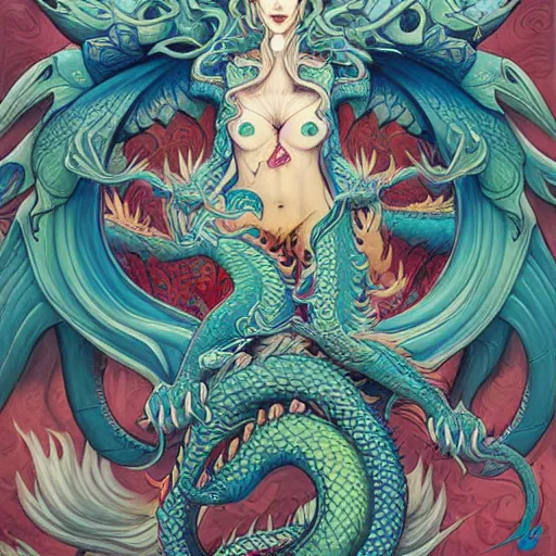 Image similar to sacred divine dragon art by james jean and art by loish highly detailed painting trending on arstation vivid colors spirit