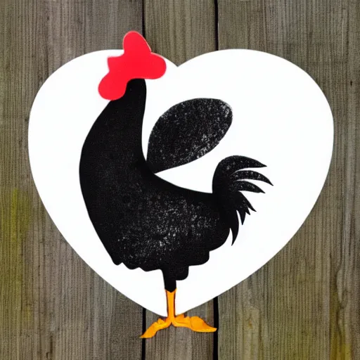 Image similar to a black chicken dotted with white hearts