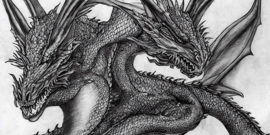 Image similar to realistic portrait of a beautiful dragon, 1450, ink, ultra realistic, 8k