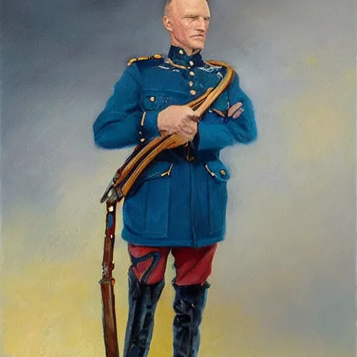 Image similar to “Oil painting of Sting as a World War 1 general, 4k”