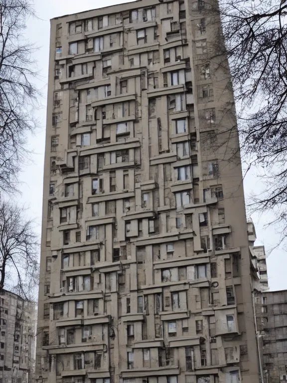 Image similar to Photo of Soviet apartment building, full object