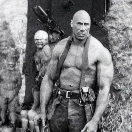 Image similar to the rock dwayn johnson Soldier , Historical photo in ww2