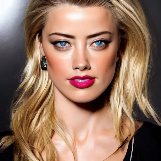 Prompt: uhd, high resolution photography of woman, genetic combination of donald trump and amber heard face, amber heard body, donald trump face, symmetrical upper body, body focus