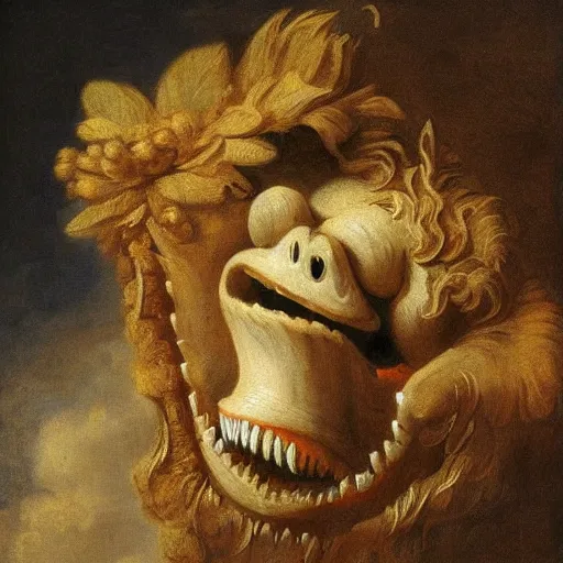 Prompt: wonderful world of anthropomorphic teeth painted by fragonard