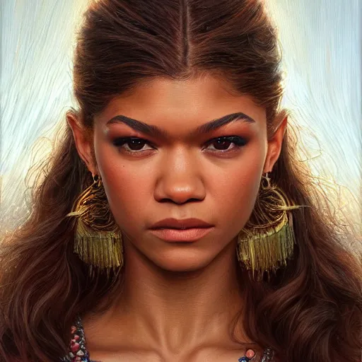 Image similar to zendaya on the red carpet, closeup portrait art by donato giancola and greg rutkowski, realistic face, digital art, trending on artstation, symmetry!!