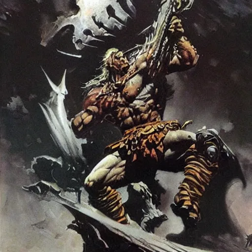 Image similar to warrior by Frank Frazetta,fantasy artwork,bold,striking,high quality!!!!!,masterpiece!!!!